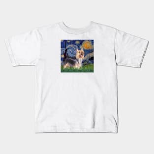 Silky Terrier in Van Gogh's Starry Night (Adapted) Kids T-Shirt